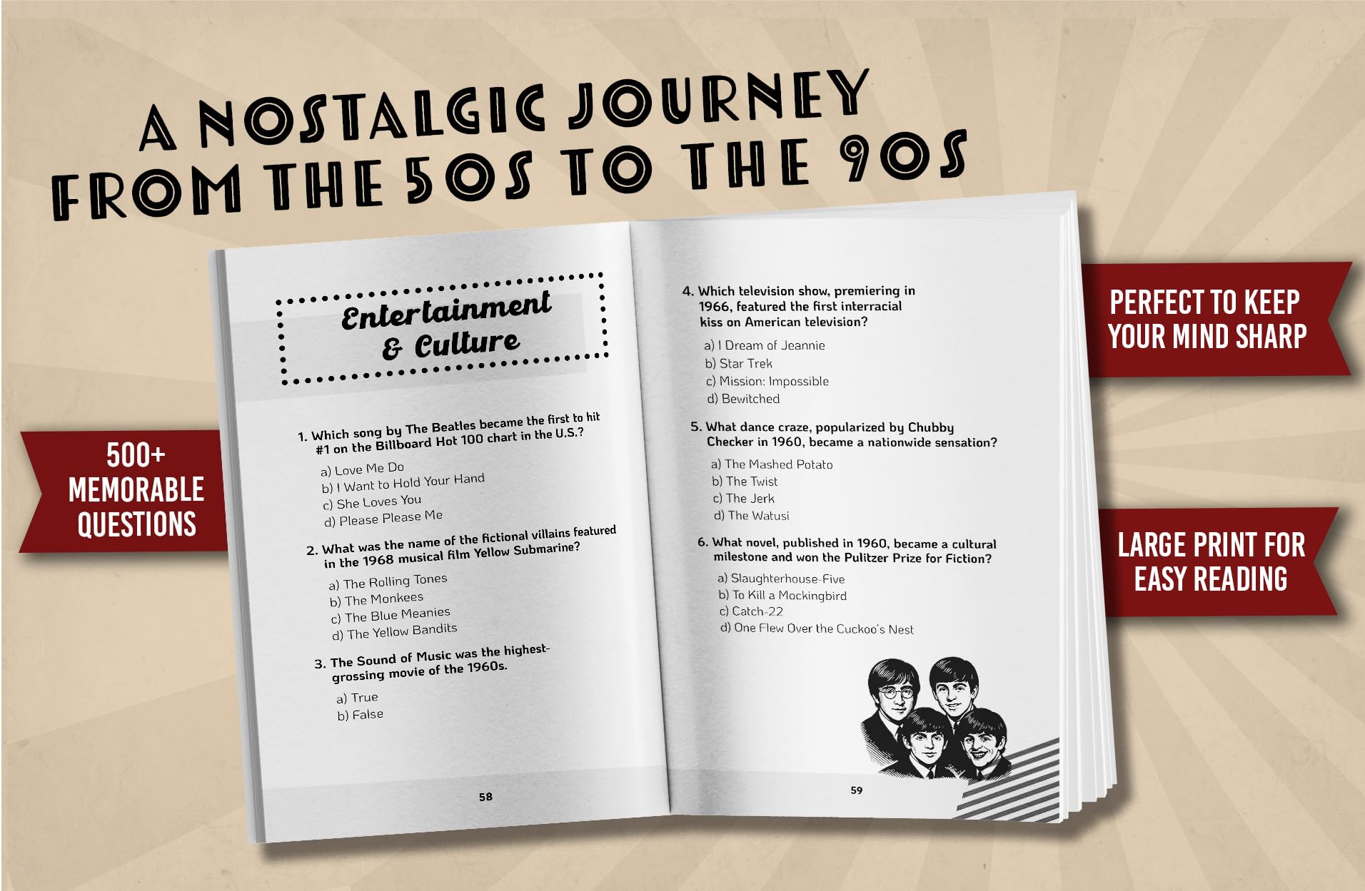 Nostalgic Trivia for Seniors: Relive Your Golden Memories From the 1950s to 1990s! Large Print Trivia, Fun Facts & More