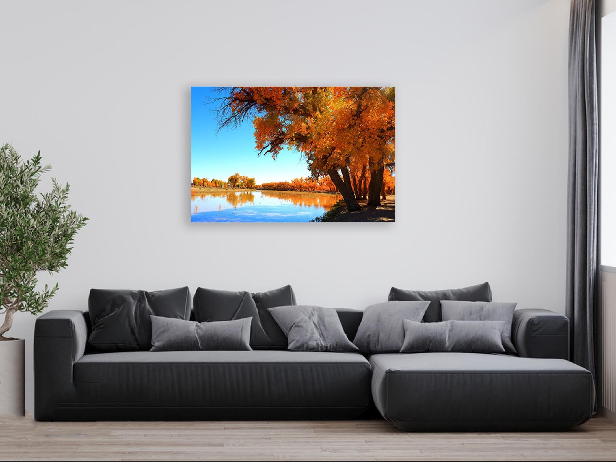 Quadri di decorazione da parete della foresta - Stampe su tela di paesaggi autunnali- Natura autunnale-Immagini decorative per soggiorno 60x90cm (23,7x35,5) Solo tela