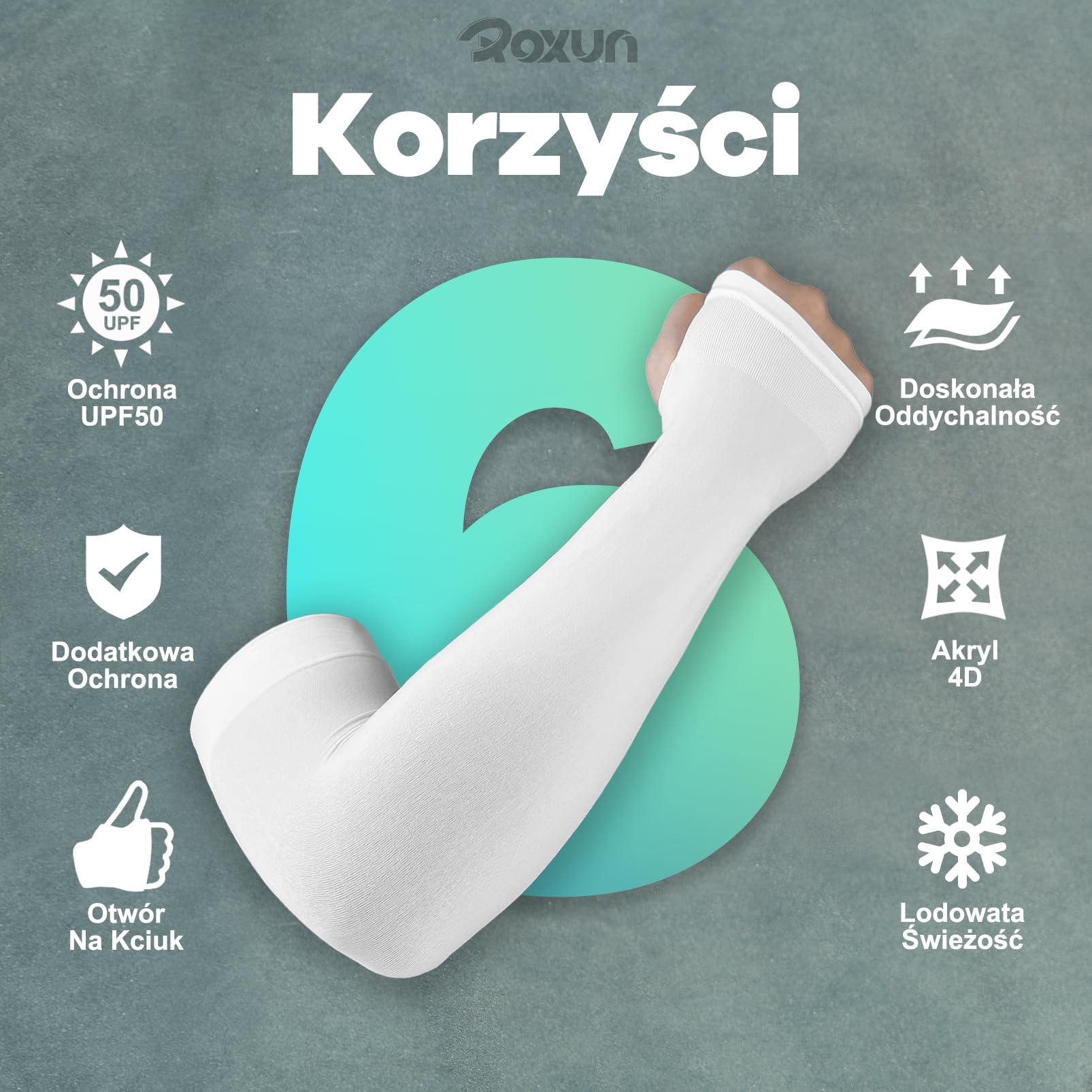 ROXUN Rękawy na Ramiona z Otworem na Kciuk Ochrona UV Kompresja Uniseks | Chłodzące, zakrywające tatuaże,do gier dla mężczyzn i kobiet,elastyczna tkanina do aktywności na świeżym powietrzu