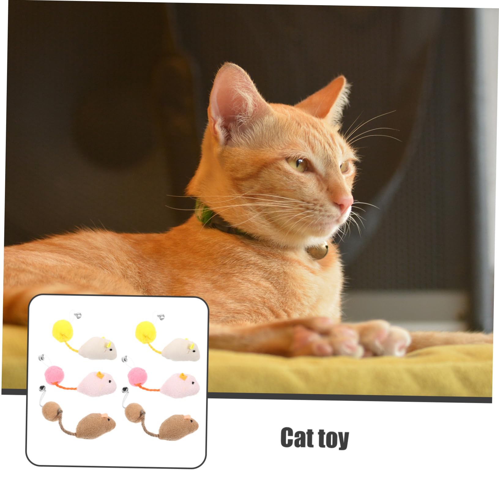 FRCOLOR Lot de 6 Jouets Souris en Peluche pour Chaton et Chat, avec Clochette, Jouets Solides Résistants aux Morsures pour Divertir et Soulager L'ennui Quotidien