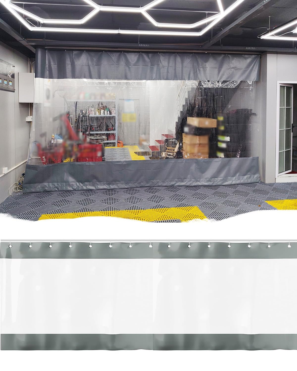 Industrial Workshop Room Divider/Vinyl Garage Divider Curtain with Track ＆ Roller, Clear Sliding Privacy Separator Indoor Outdoor, for Work Area/Storage Space(W6xH4m/20x13ft)
