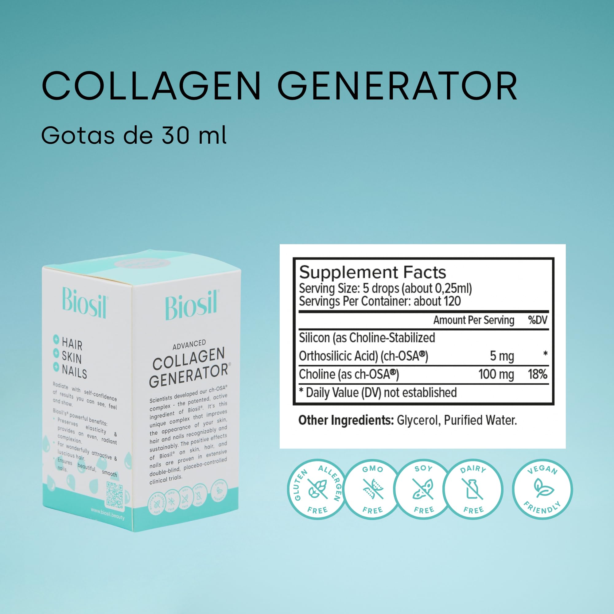 Biosil Collagen Generator - Gotas de 30 ml