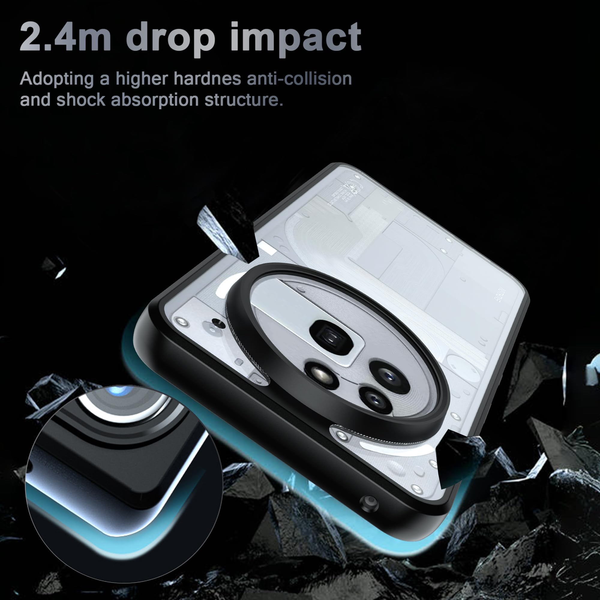 Amazon.com: Fhyeugfy for Nothing Phone (3a) Pro Case with Tempered