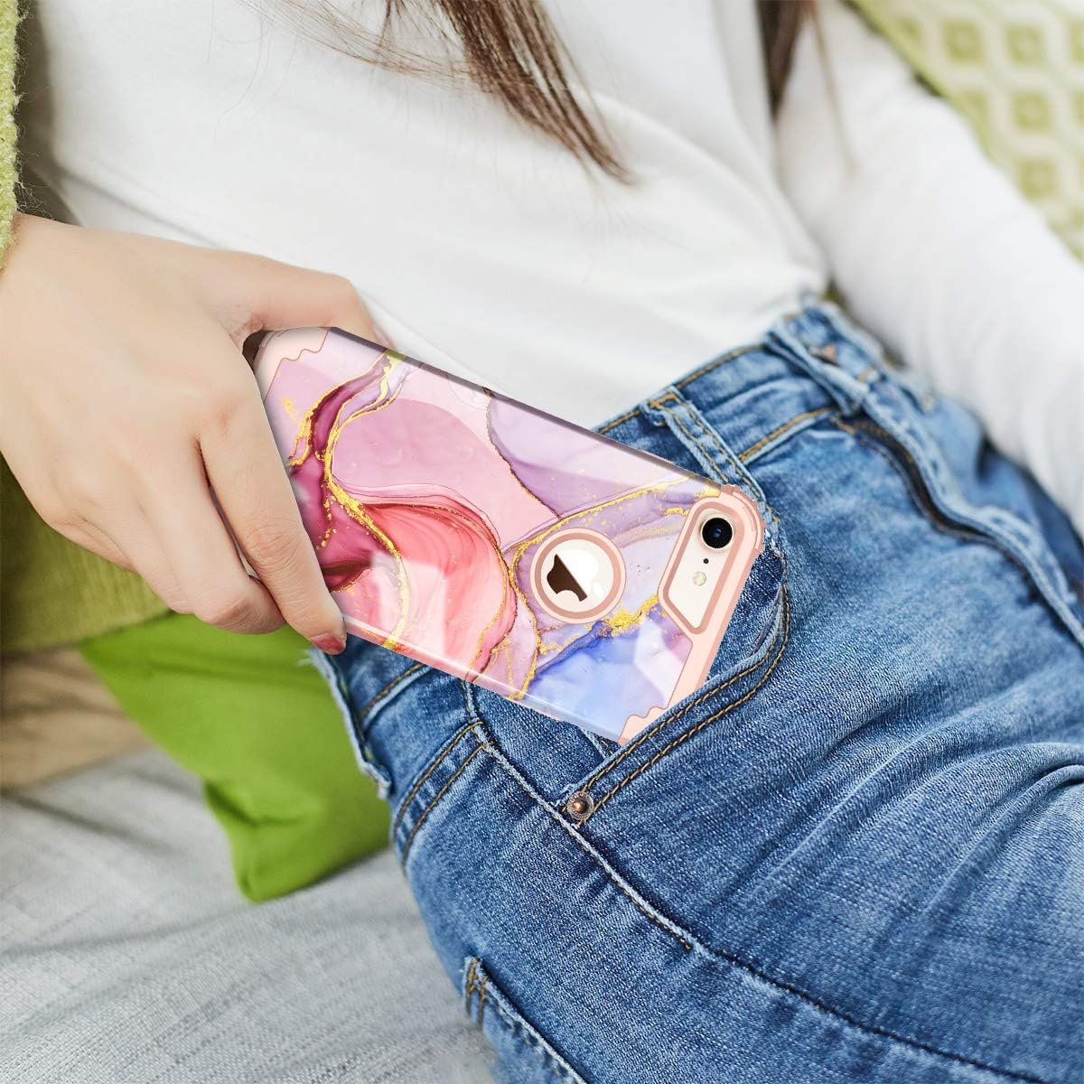 PIXIU Compatible with iPhone 8 Case, iPhone 7 case Three Layer Heavy Duty Hybrid Sturdy Armor Shockproof Protective Phone Cover Cases for Apple iPhone 8 and iPhone 7 Marble