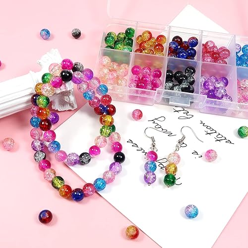 Miniatura 3 de TOAOB - 200 cuentas de cristal de 10 colores surtidos de 5/16 pulgadas redondas hechas a mano espaciadoras surtidas para hacer joyas, pulseras y