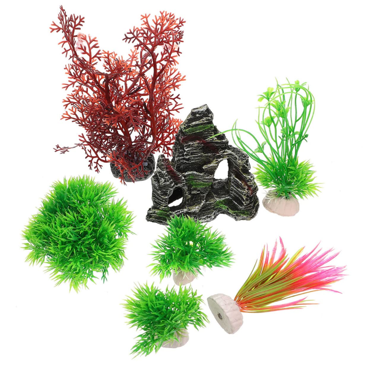 Happyyami 4juegos Decoración Acuática Artificial De Plantas De Acuario Adornos para Peceras y Acuarios Paisajismo Acuático Elegante y Seguro para Peces