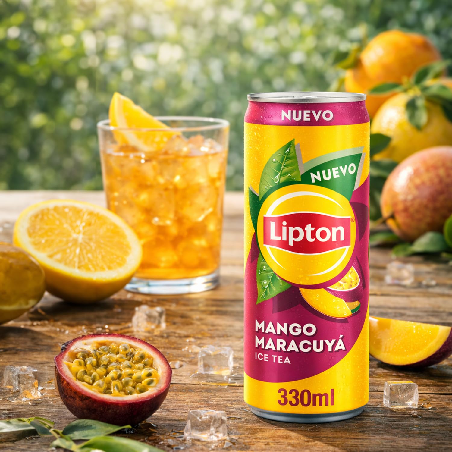LIPTON Mango Maracuyá, Refresco de Té Helado, Pack de 24 x 330 ml, Incluye Tote Bag de Regalo
