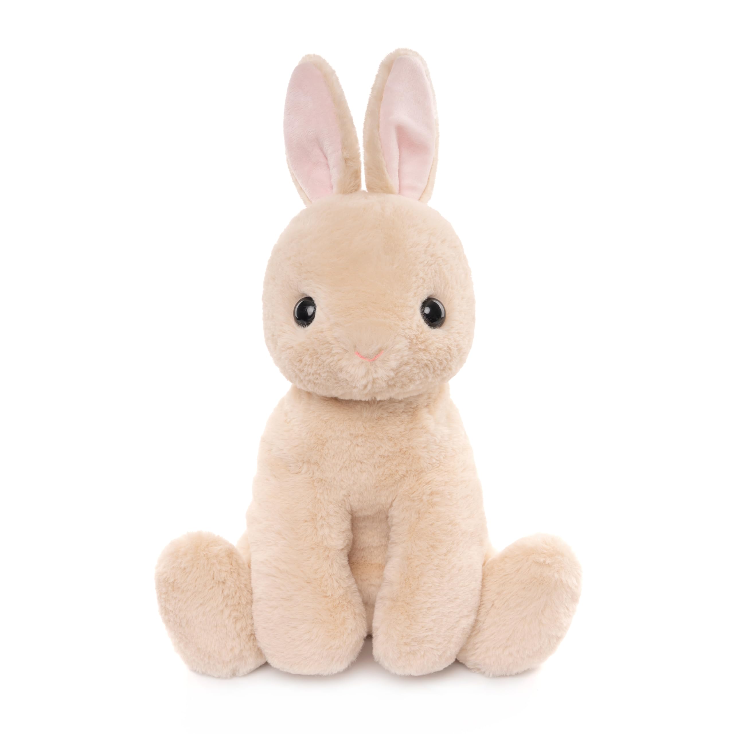 WEIGEDU Adorable conejito de peluche, juguete de peluche SOFE para niños, niñas, bebés, cumpleaños, Pascua, Navidad, regalo para dormir, 17.3 pulgadas, beige y rosa