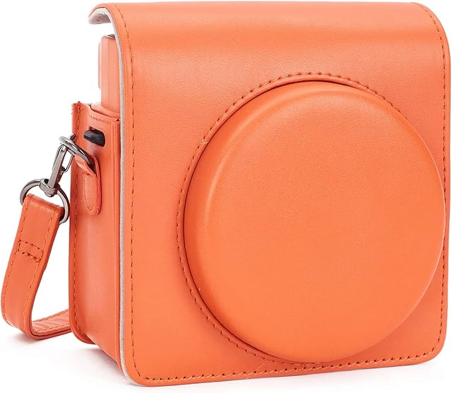 Leebotree Instant Camera Protective Case Compatible with Instax SQUARE SQ1 Instant Camera, Soft PU Leather Bag with Removable/Adjustable Shoulder Strap (Terracotta Orange)