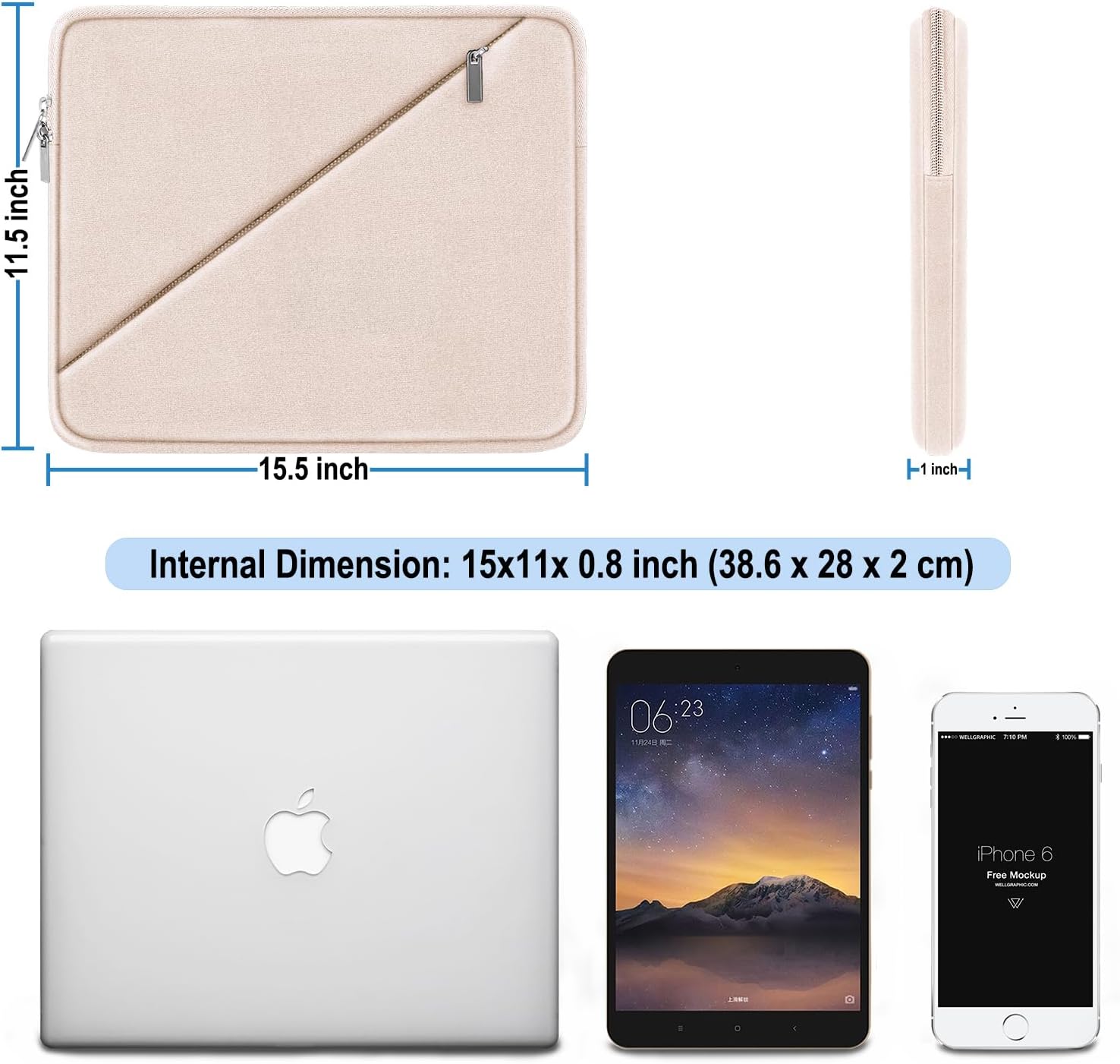 Laptop Sleeve 15.6 inch, Traveling Carrying Computer Bag with Zippered Pocket, Shockproof Protective Laptop Case Compatible for Apple Notebook, HP, Dell, Acer, Asus, Lenovo, Pink - Image 4