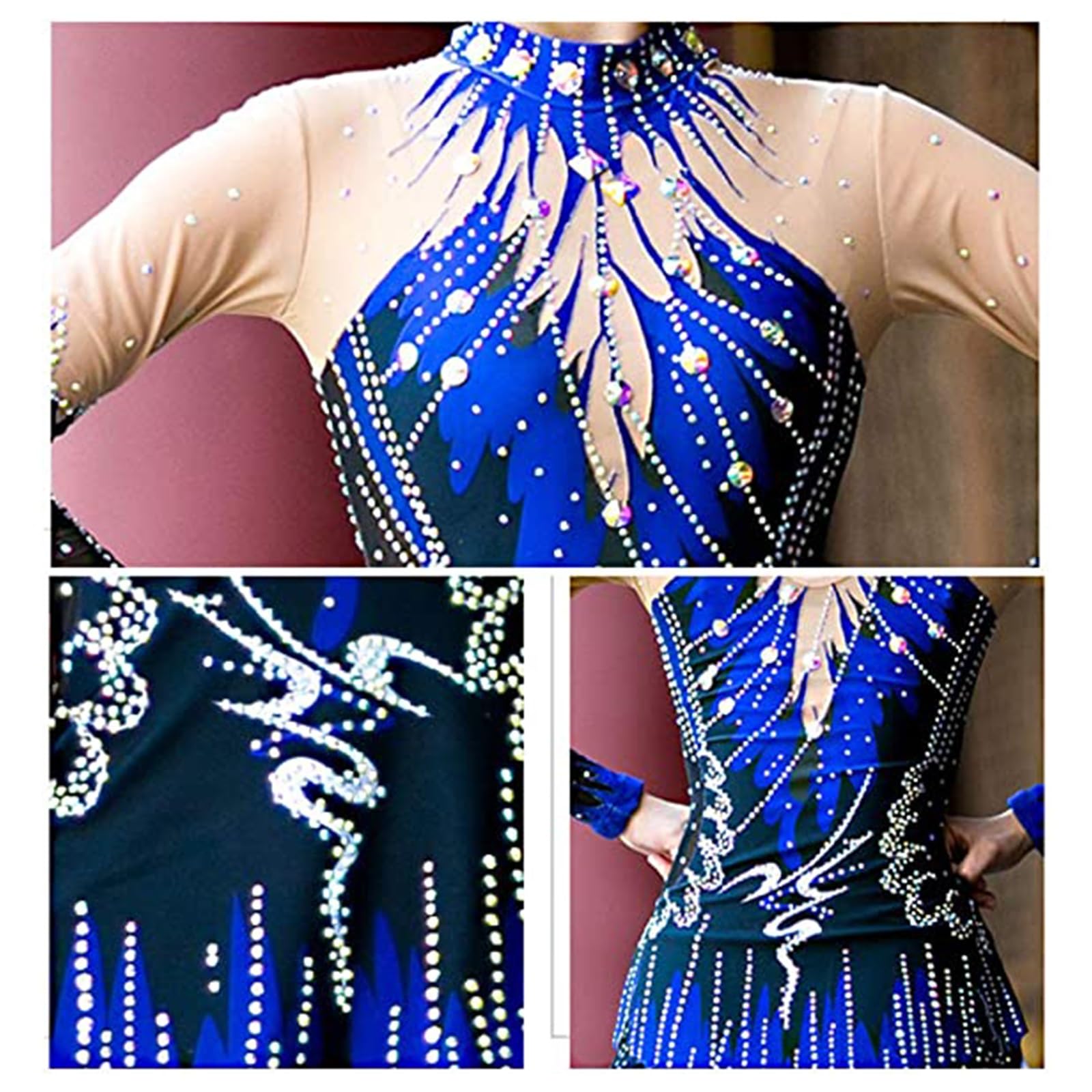 Body da ginnastica ritmica for donna body da balletto con strass lucidi a maniche lunghe
