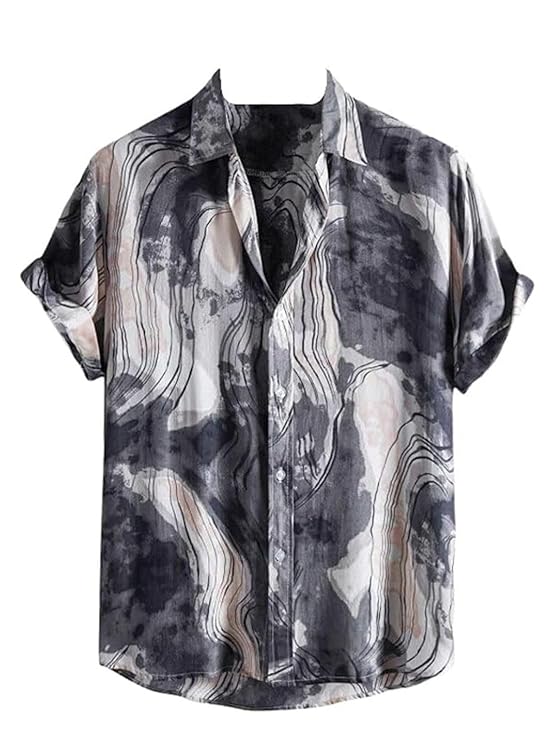 DHRUVI Trendz Men's Rayon Casual Shirt | Stylish Printed Shirts for Man | Half Sleeve | Summer Button Down Shirt's for Mans