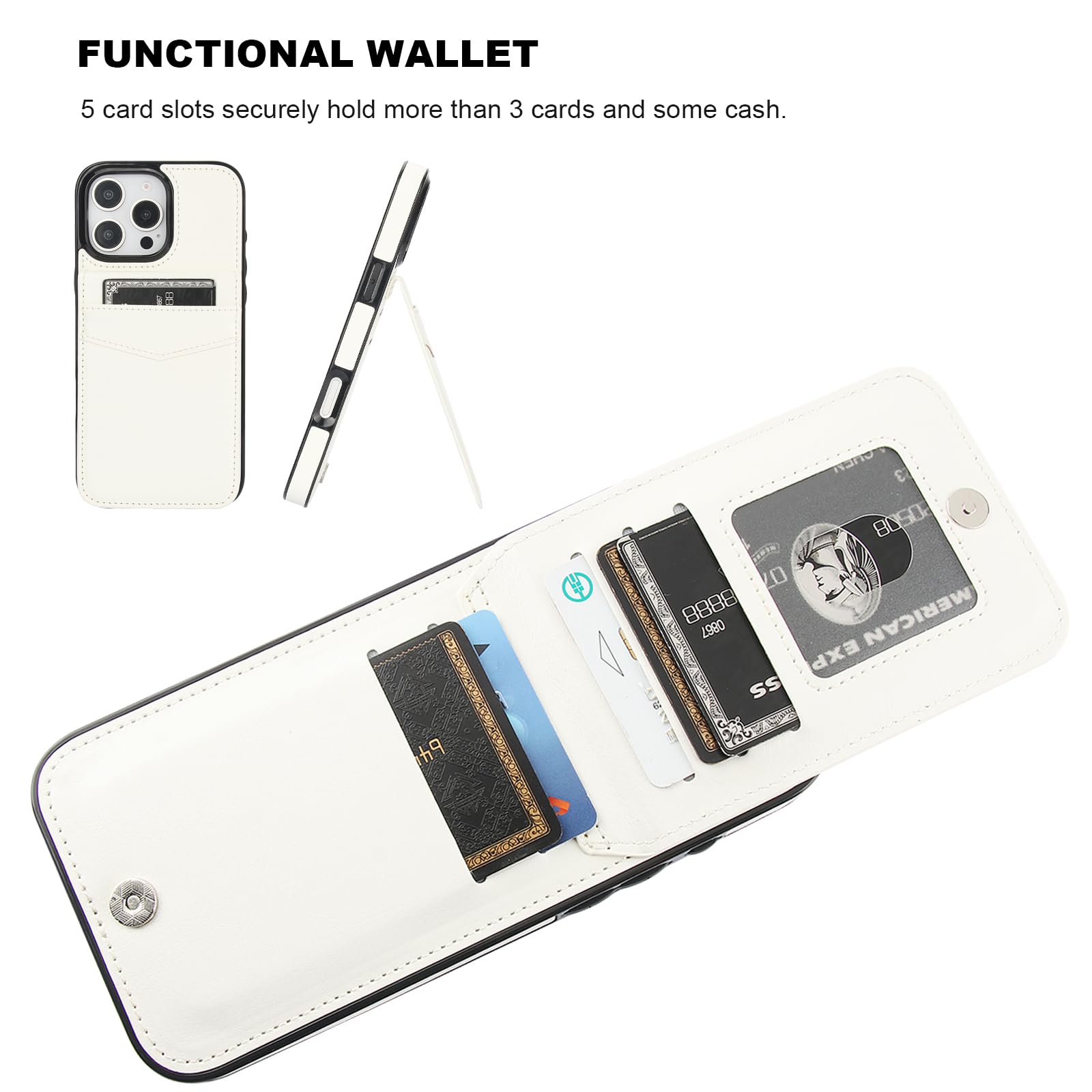 VS VISOUL Custodia Portafoglio in Vera Pelle per iPhone 16 Pro Max, Flip Cover in Pelle con Carta Fessura Chiusura Magnetica Custodia a Libro Telefono