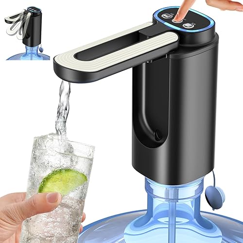Dispensador de agua para botella de 5 galones, bomba de agua potable automática recargable con salida de agua limpia plegable, dispensador de