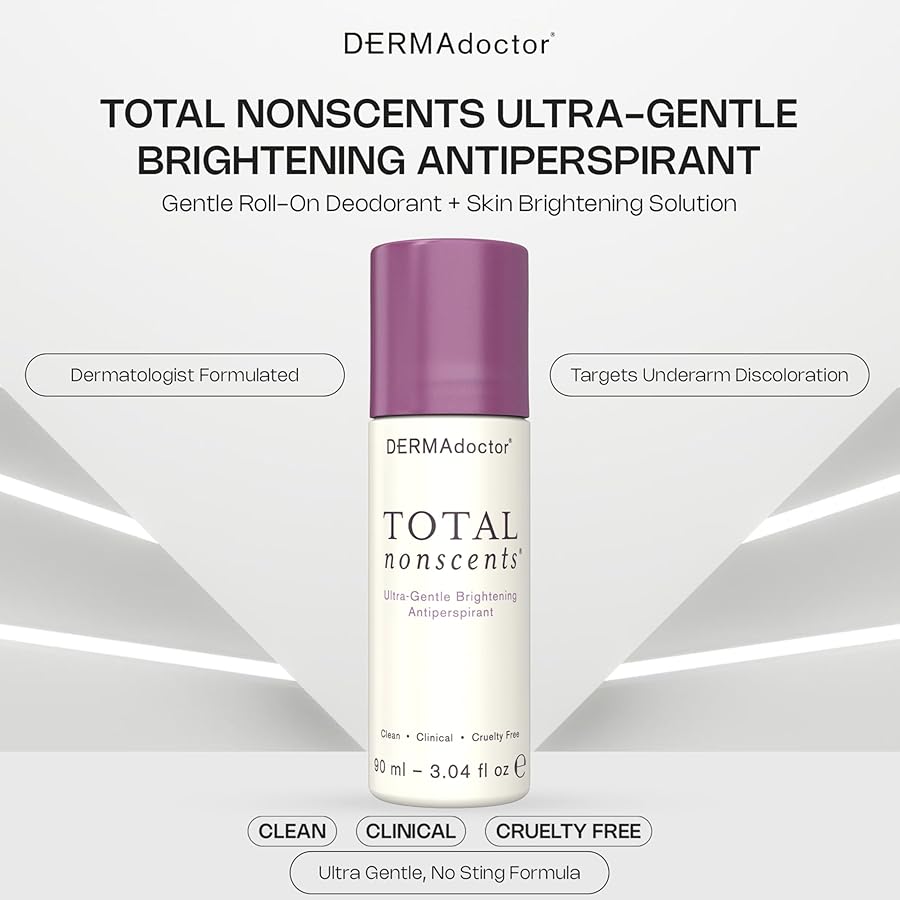 DERMAdoctor Antiperspirant for Women Sensitive Skin, Total NonScents Ultra-Gentle Illuminator, Unscented Clinical Strength Antiperspirant Deodorant for Men & Women; Hypoallergenic Roll On - 3.04 oz - image 2