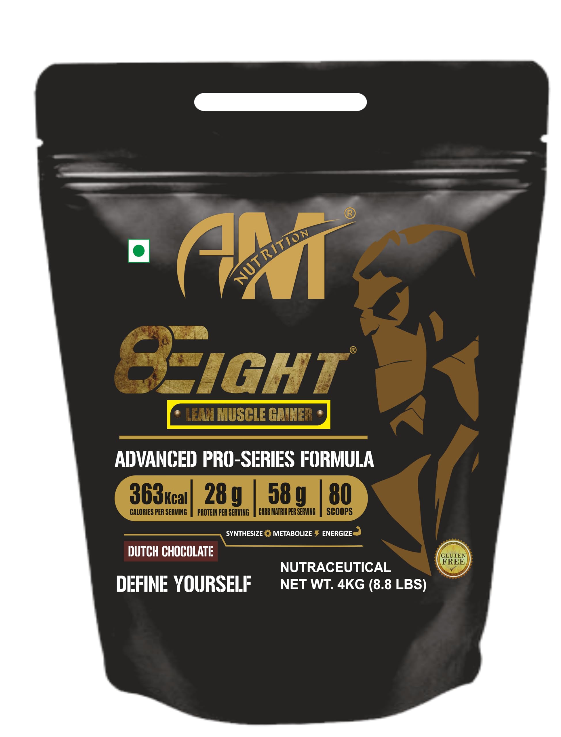 8Eight Lean Muscle Gainer, 4KG (8.8lbs) | 28g Protein, 363kcal, 58g Carbs (per 100g) | Lean Muscle Growth | Increased Endurance | Speedy Recovery (Dutch Chocolate)-image-23