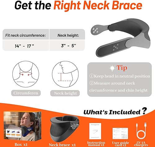 Miniatura 6 de Masajeador térmico 3 en 1 de altura ajustable de 15 intensidades, soporte de postura de cuello para uso doméstico (gris)