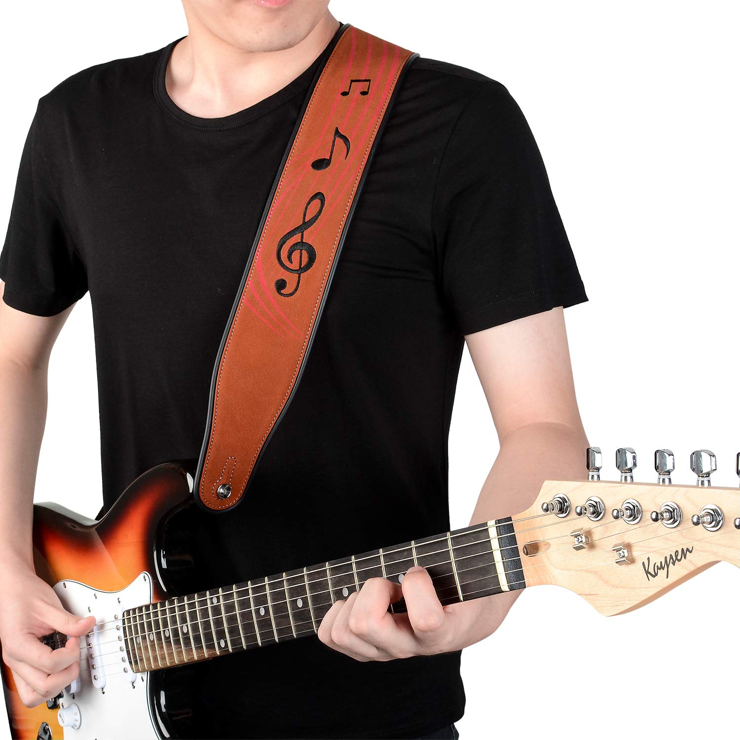 Correa de cuero para guitarra, bajo, guitarra eléctrica y guitarra acústica