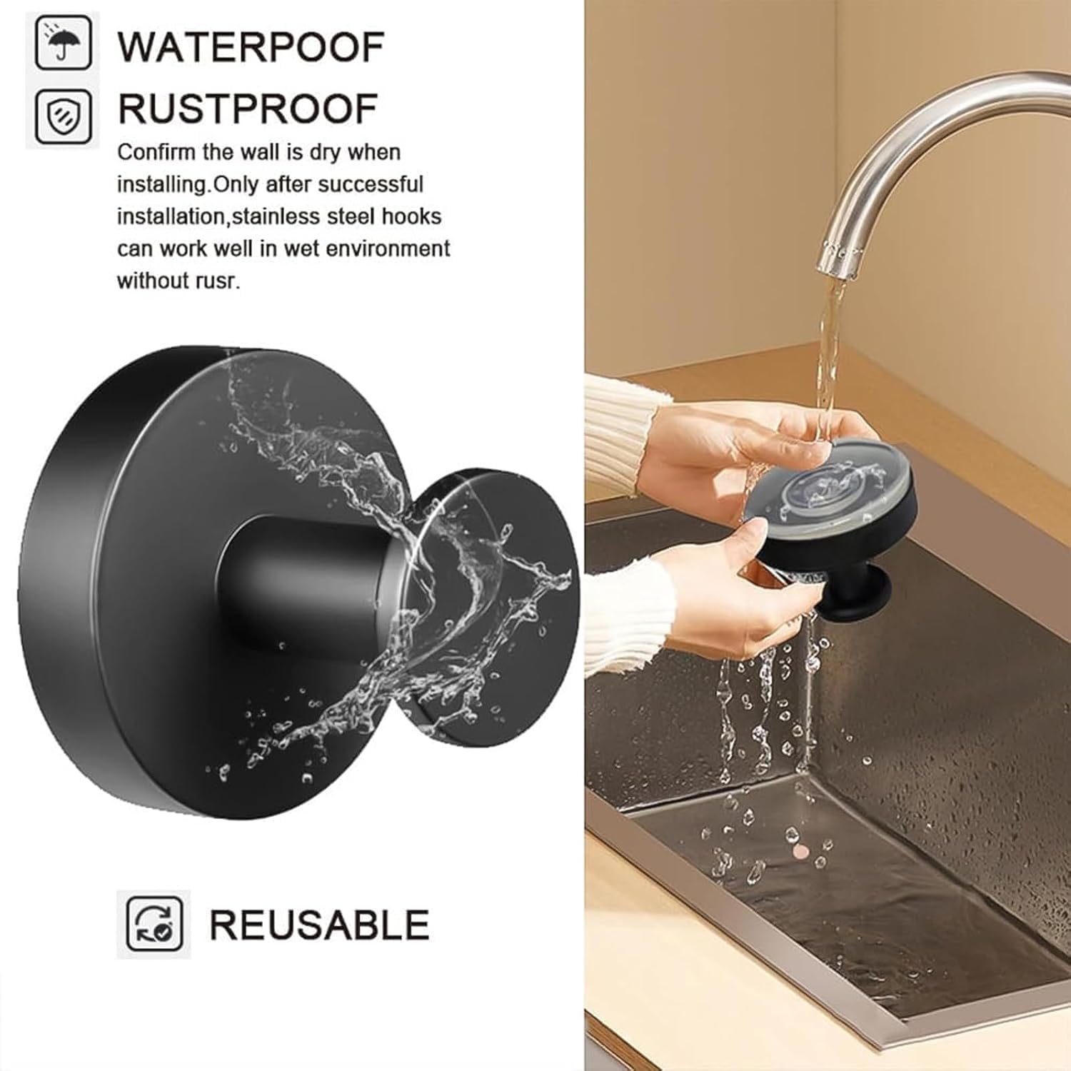 Genérico Ganchos Ventosa, 2026 New Soporte Para Toallas De Baño, Ganchos Ventosa Baño Vacío Súper Fuerte Sin Taladro, Acero Inoxidable con Ventosa, Sin Agujeros, Gancho De Pared (Black-4 PCS)