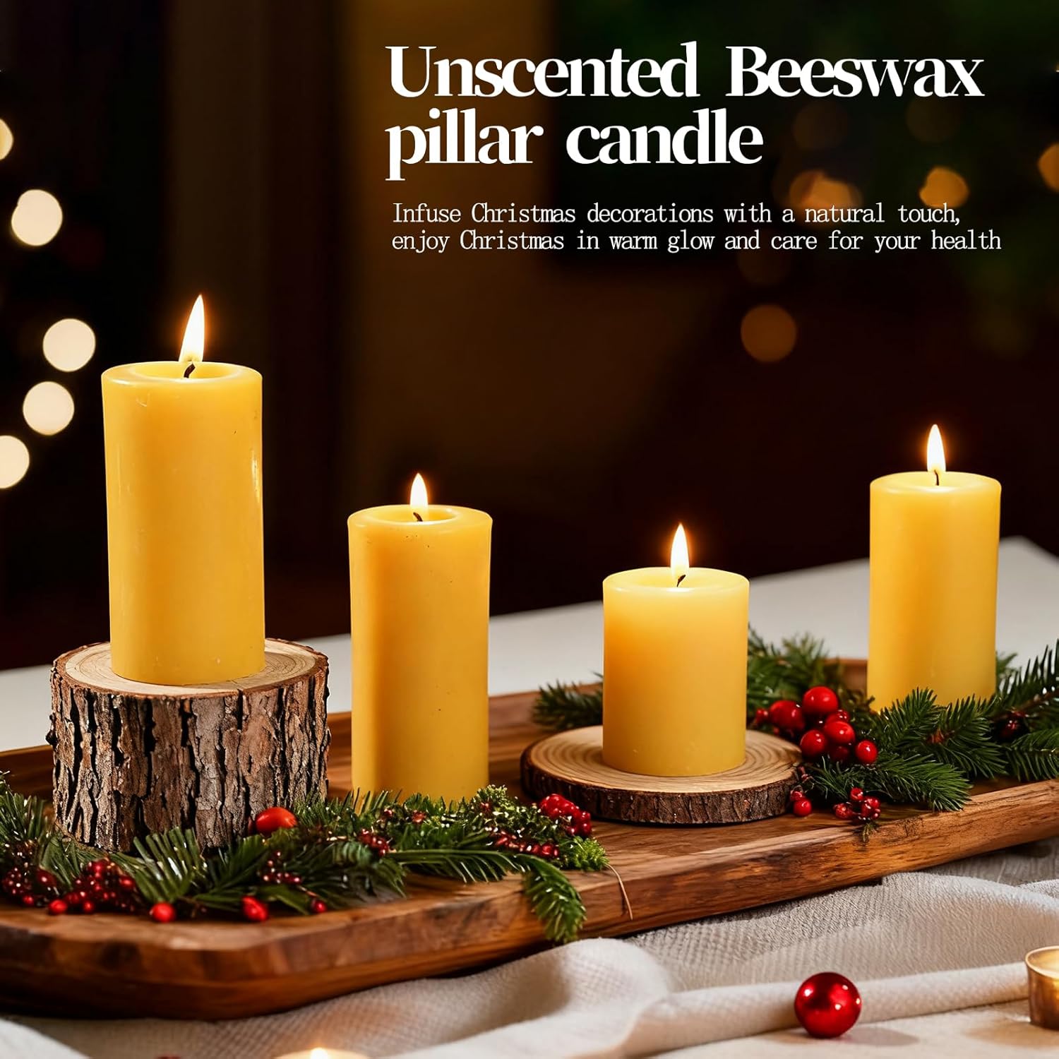 Beeswax Pillar Candles Set