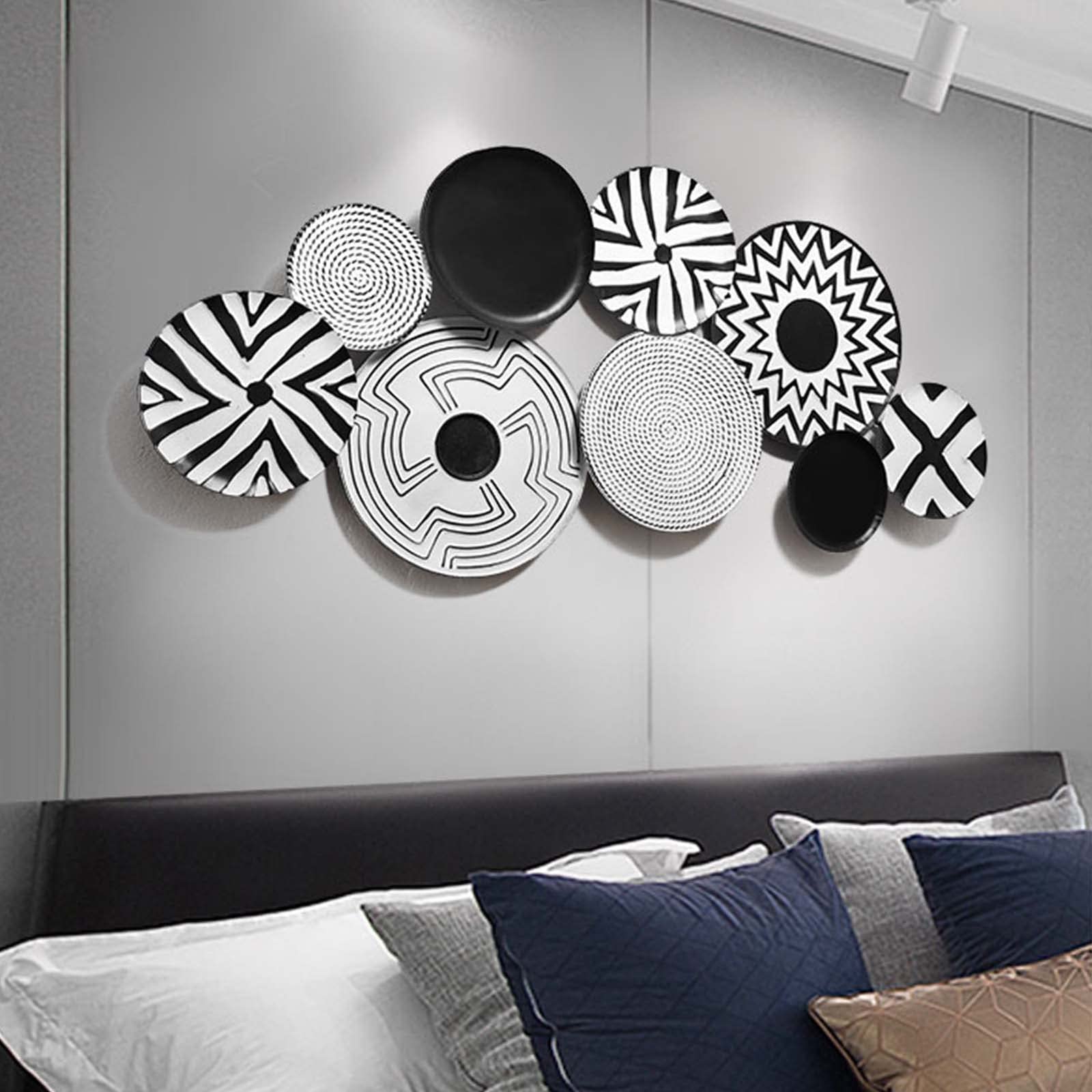 Decoración De Pared De Metal Decoración De Pared De Hierro Simple Nórdica Hecha A Mano Decoración De Pared De Fondo Tridimensional Decoración De Restaurante De Casa En Blanco Y Negro Clásico