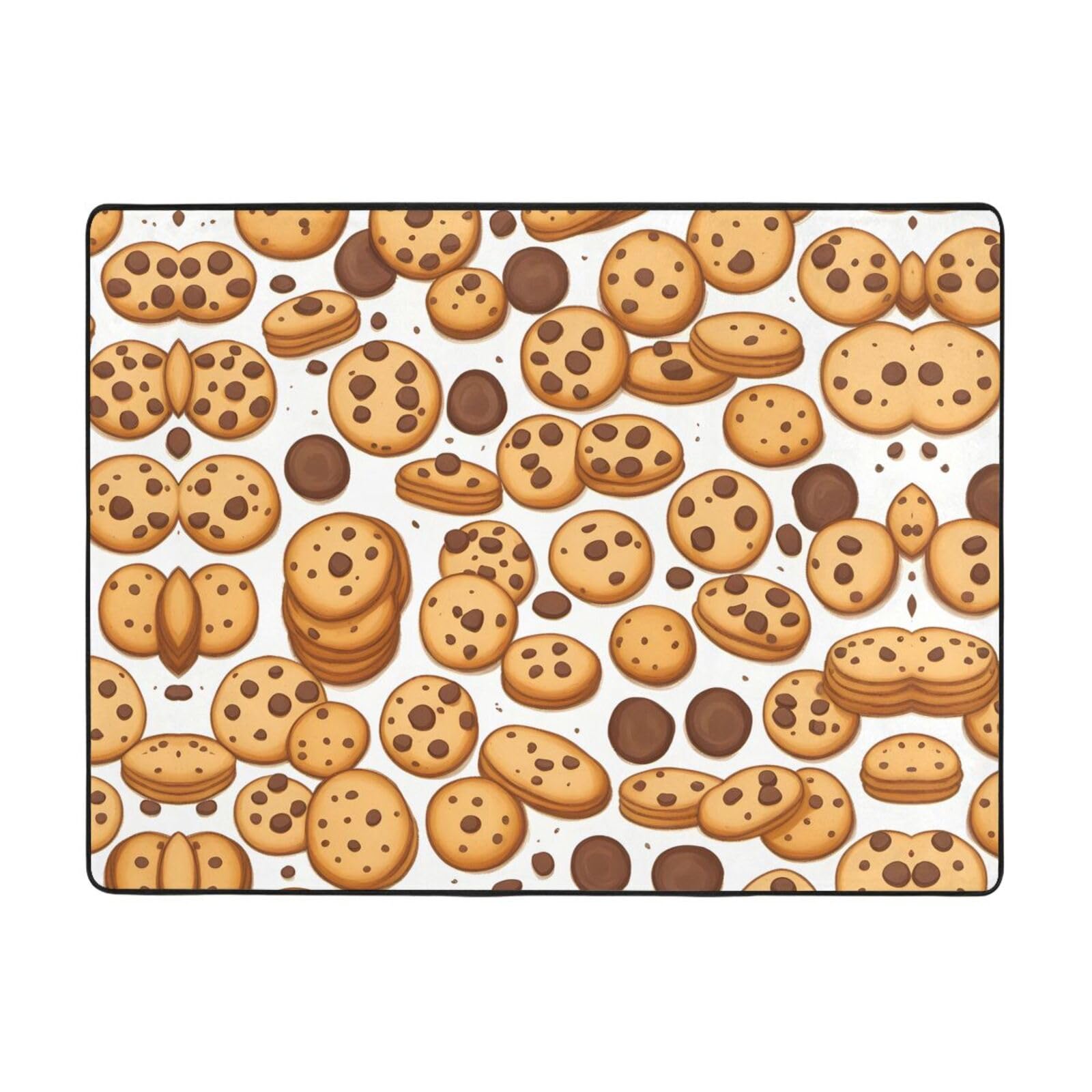Tapis antidérapant cookies en pépites de chocolat 160x122 cm pour décorer votre salon
