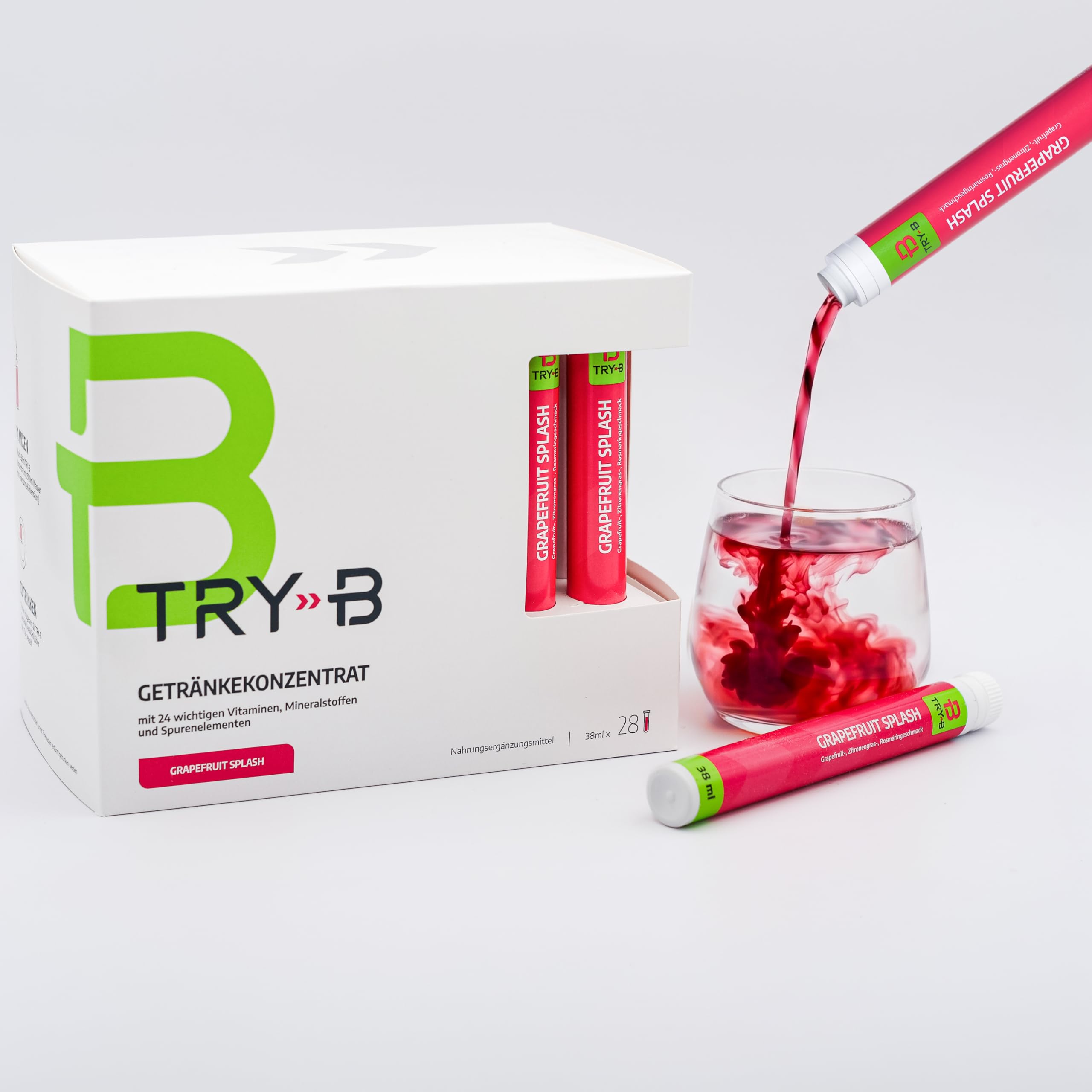 TRY-B Abnehmshake mit Glycerol, Vitaminen & Mineralstoffen – Diät Shake für 7 Tage – Abnehmen Shake 28 Tubes für einfache Diät Kur – Low Calorie Fastendrink ohne Hungergefühl – Grapefruit Splash