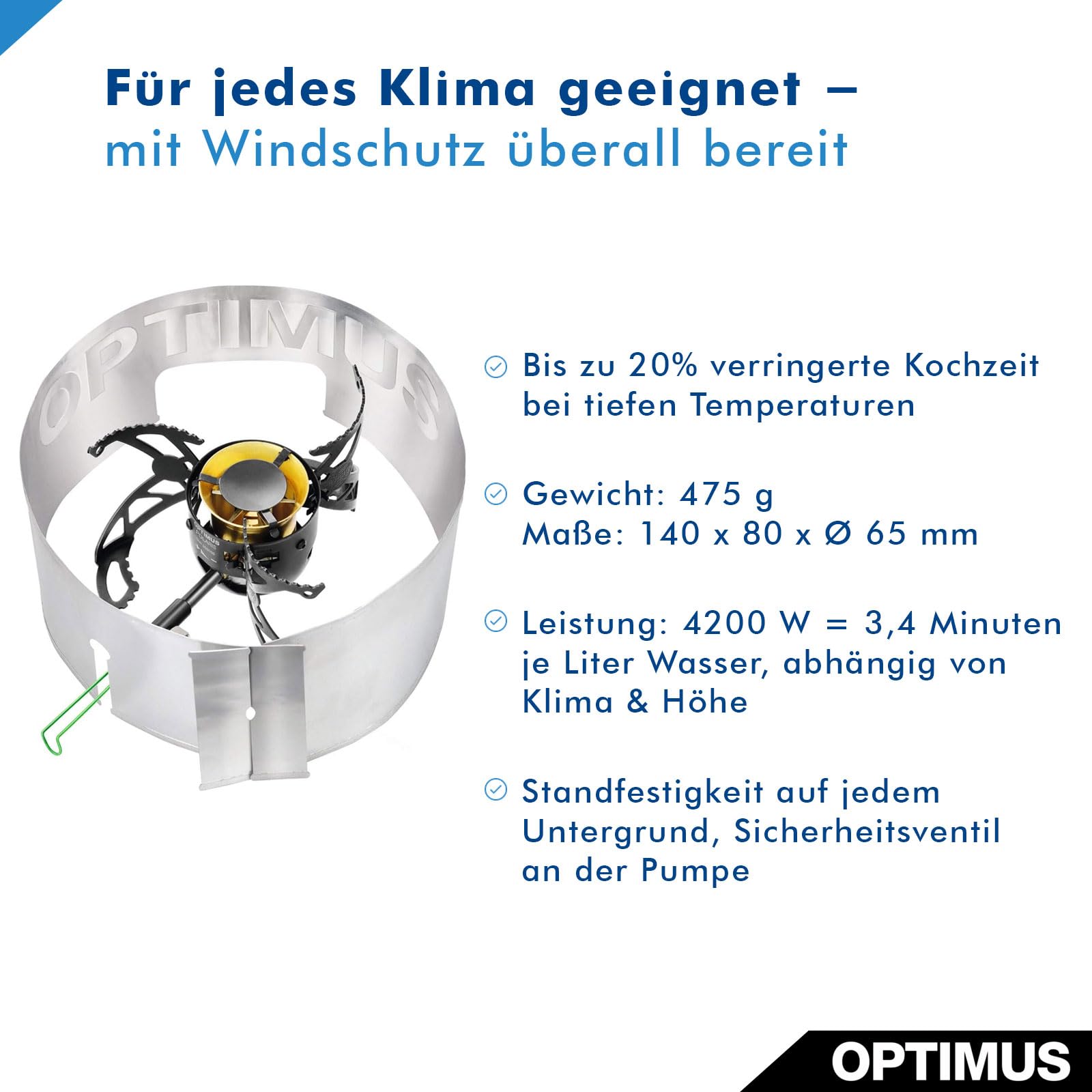 Optimus Tactical Polaris Kocher, Schwarz, 140 x 80 x Ø 65 mm
