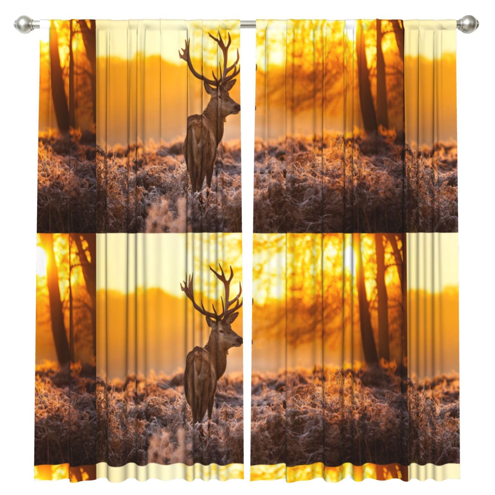 InOmak Elk Deer, 2 Panels Window Curtains 52 x 84 Inch Blackout Curtains for Living Room Bedroom