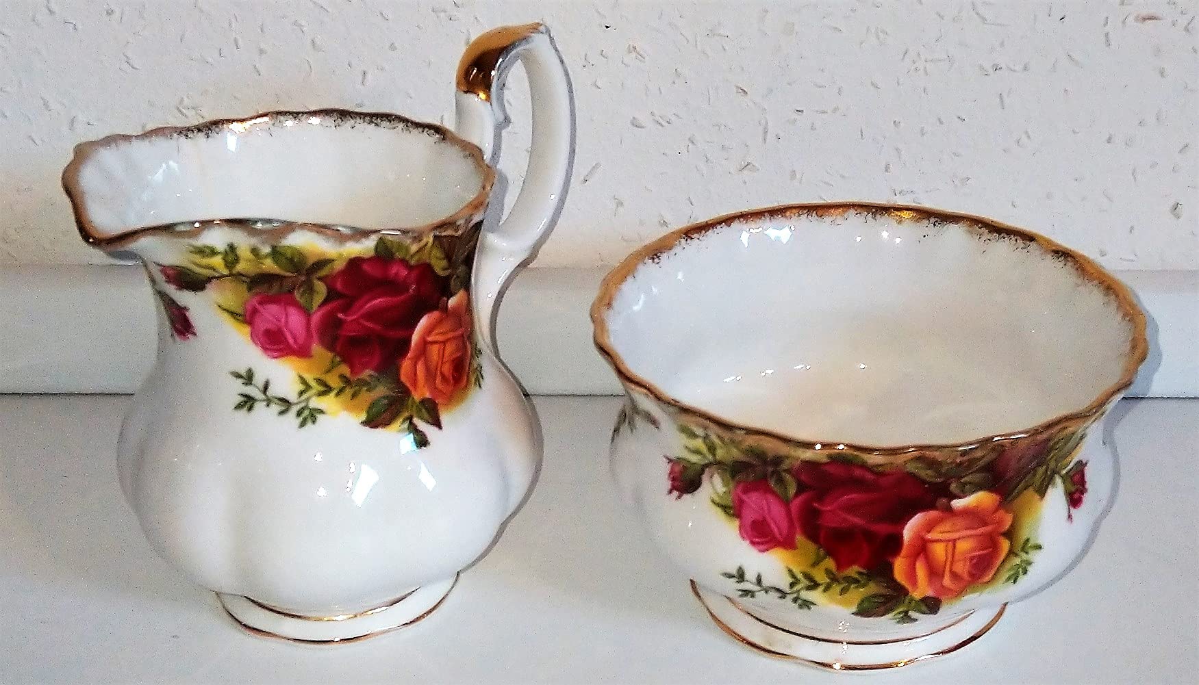 Rofu/Milchkännchen und Zuckerdose/Original/Old Country Rose/Knochenporzellan/Pink/Klassisch/Pitcher/Kaffeeservice