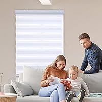 Vista 4 de MYshade Persianas enrollables tipo cebra para ventanas, sin cordón, para filtrar la luz diurna y nocturna, persianas enrollables de doble capa 36 x