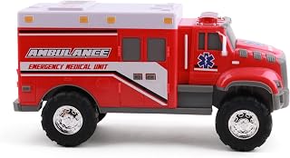 Mighty Fleet Rescue Force 12" Tough Cab Ambulance Toy w/Lights & Sounds, Realistic Design for Rugged Play, Ages 3+, Free Wheeling Play
