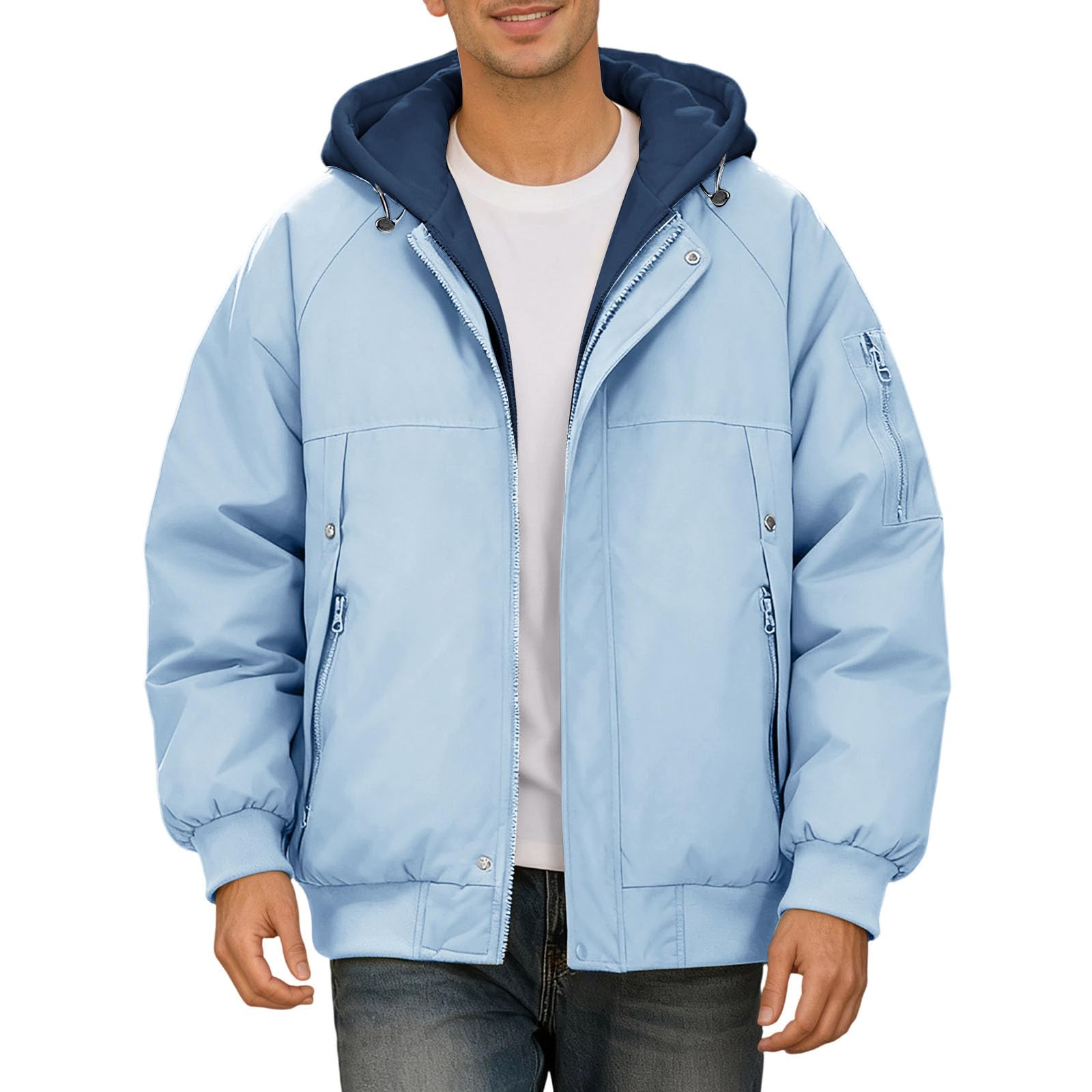 Chaqueta De Trabajo Hombre Elegante Y Elegante Chaqueta Con Capucha Para Hombre Cómodo Otoño-Invierno Oversize Para Estilo Casual Con Capucha Gruesa Y Manga Larga