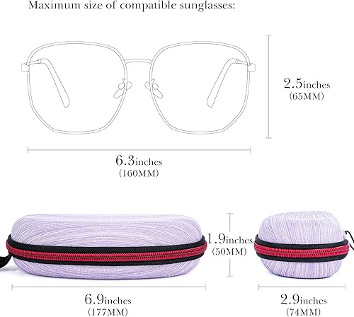 Miniatura 2 de Linkidea Estuche rígido extra grande para lentes de sol, bolsa de almacenamiento de gafas de sol de gran tamaño (XXL), Púrpura