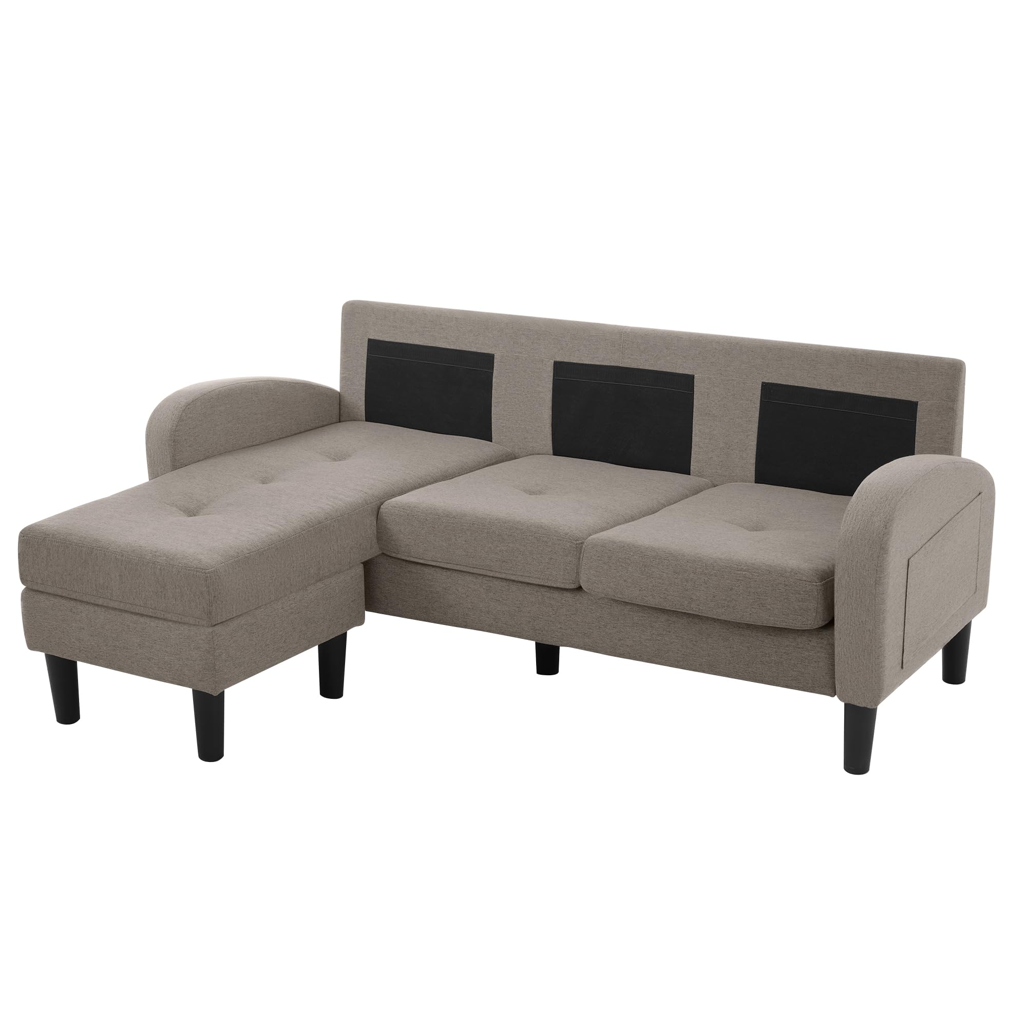 Sofá esquinero en forma de L con chaise longue intercambiable a izquierda y derecha, sofá de 3 plazas, sofá modular de lino de algodón transpirable, ideal para salón, apartamentos pequeños