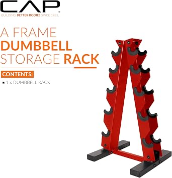 CAP A-Frame Dumbbell Rack, 5-Tier, 200lb Capacity, Multiple Colors