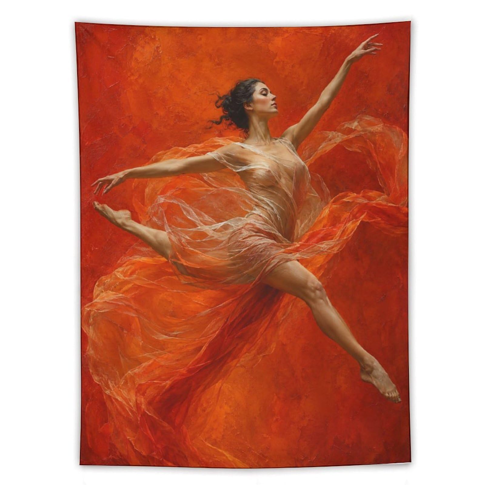 W7C8U2X3 Red Dress Ballerina Wall Tapestry, Impressionist, College Dorm