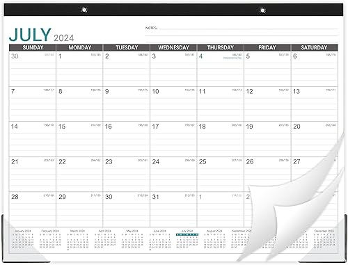 Calendario de escritorio 2024, enero de 2024 a diciembre de 2024, calendario de escritorio de 22 x 17 pulgadas, protectores de esquina