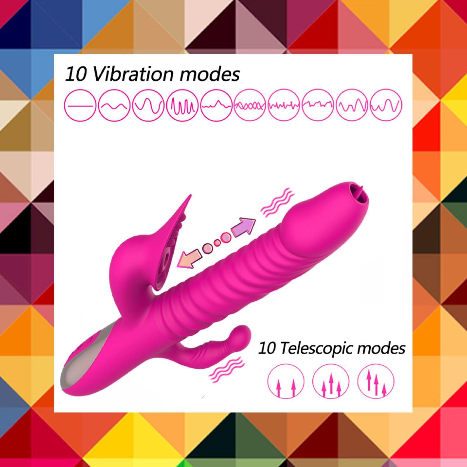 Dona Vibratori Dildo vibrante telescopico Spinta Leccata di lingua Vibratore Clitoride Vagina Clitoride Stimolazione anale Giocattoli del sesso per le donne