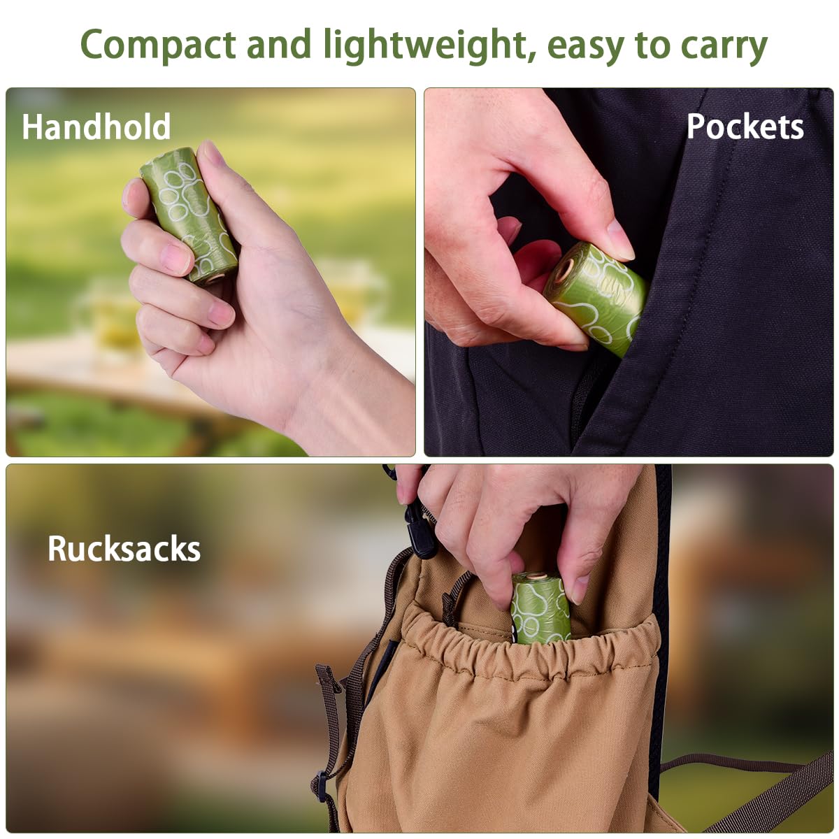 Rollos de bolsas para excrementos, 256 unidades, 9 x 13 pulgadas, color verde, gruesas, a prueba de fugas, con aroma a lavanda, bolsas para perros, bolsas de basura ecológicas para mascotas