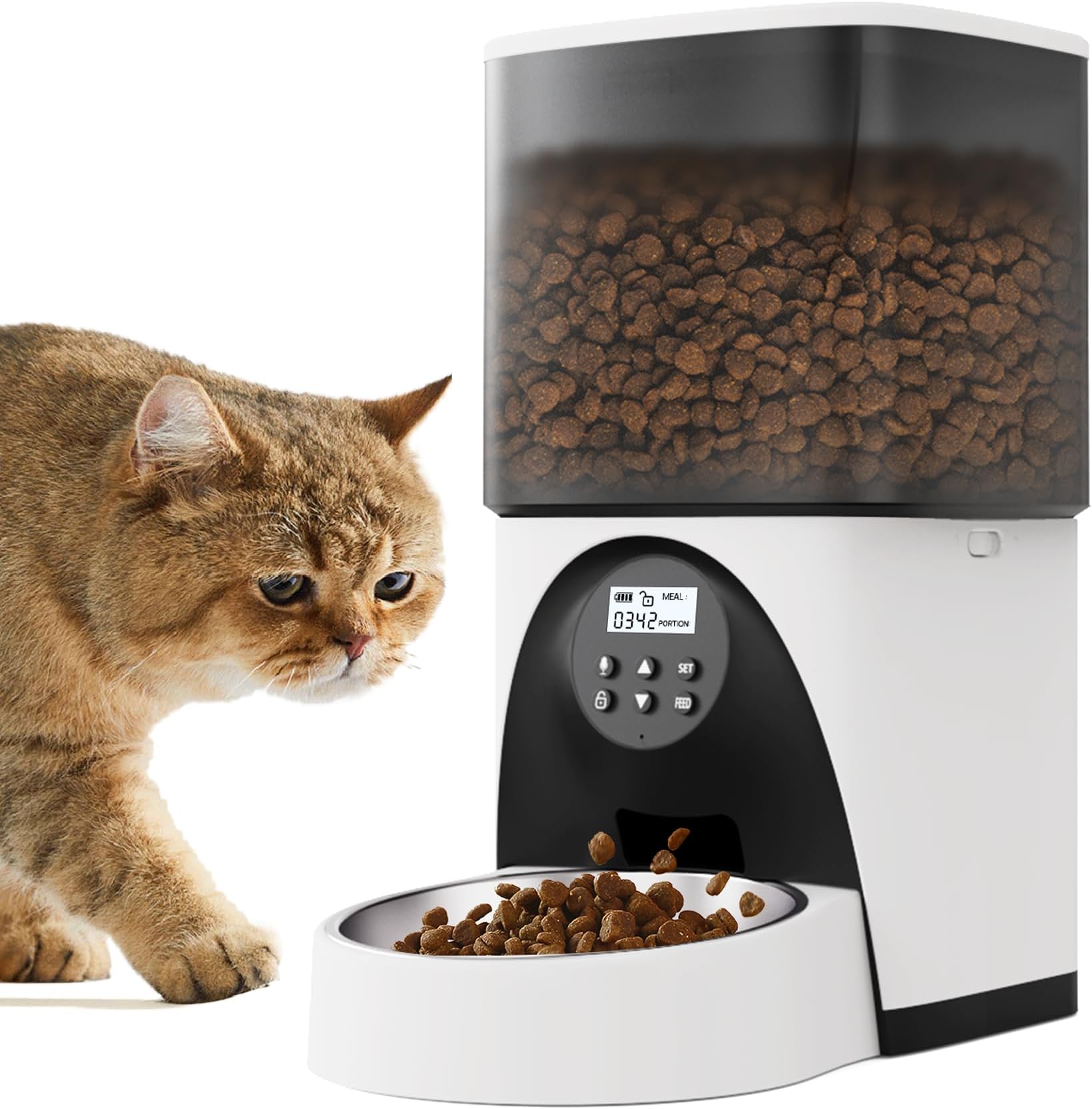 Cat Automatic Feeders, 4L Timed Cat Feeder with Elevated