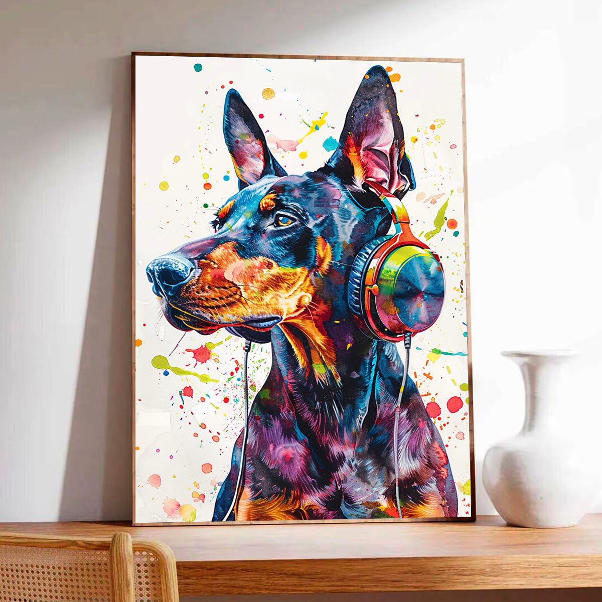 Amazon.com: Hudo Doberman Pinscher Dog Canvas Wall Art Music Decor