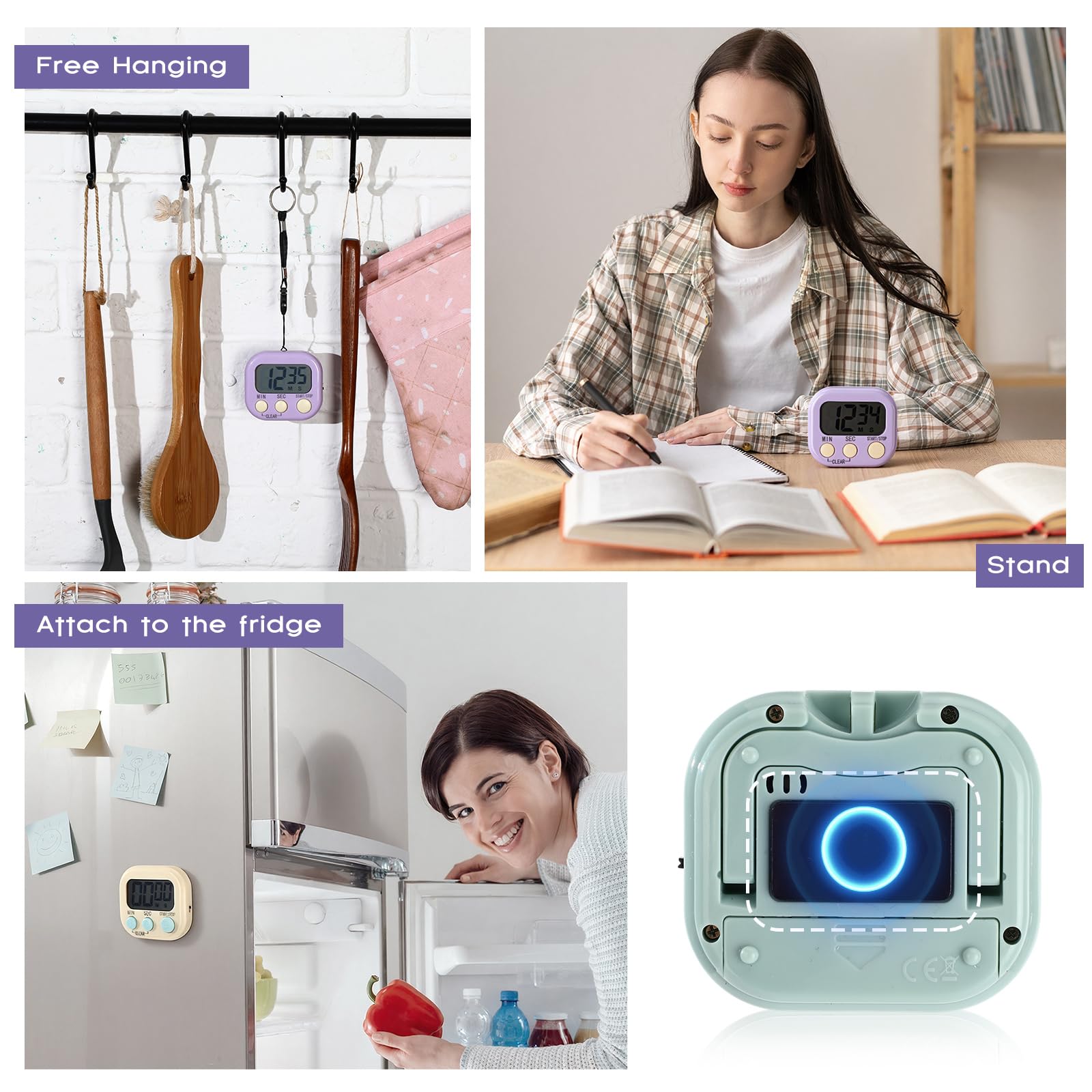 Weewooday Temporizador magnético digital de cocina, 24 unidades, interruptor de encendido/apagado a granel, cuenta regresiva de minutos y segundos, alarma fuerte para hacer ejercicio, cocinar y