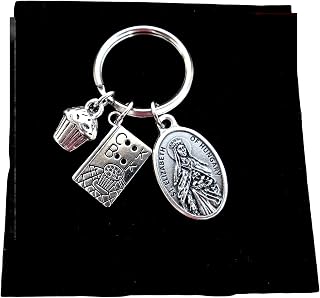 St Elizabeth of Hungary Key Chain- Key Fob- Stainless Steel Split Ring Keychain, Patron of Cooks, Bakers, Culinary Arts, Confirmation Gift