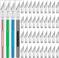 Vista 13 de DIYSELF Paquete de 23 cuchillos de precisión para manualidades, 1 cuchillo Exacto con 20 cuchillas de repuesto para arte, álbumes de recortes
