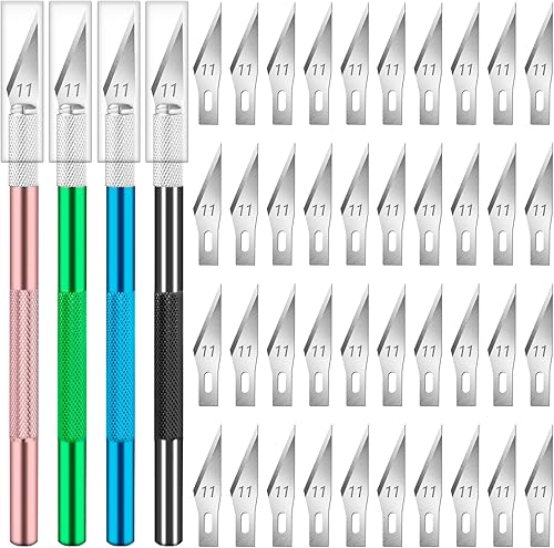 Miniatura 13 de DIYSELF Paquete de 23 cuchillos de precisión para manualidades, 1 cuchillo Exacto con 20 cuchillas de repuesto para arte, álbumes de recortes