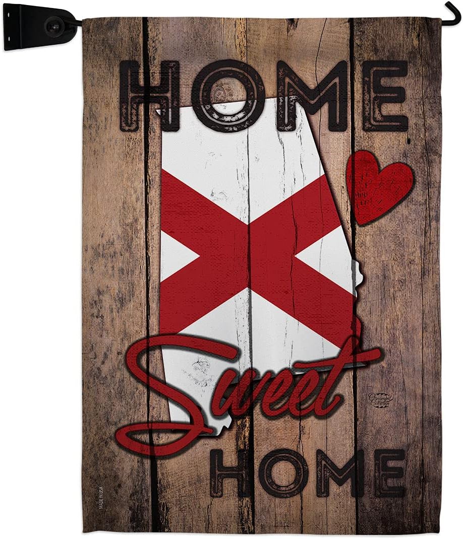 State Alabama Home Sweet Garden Flag Set with Stand Americana States USA American Territories Republic Country Particular Area Small Decorative Gift Yard House Banner Made In 13 X 18.5