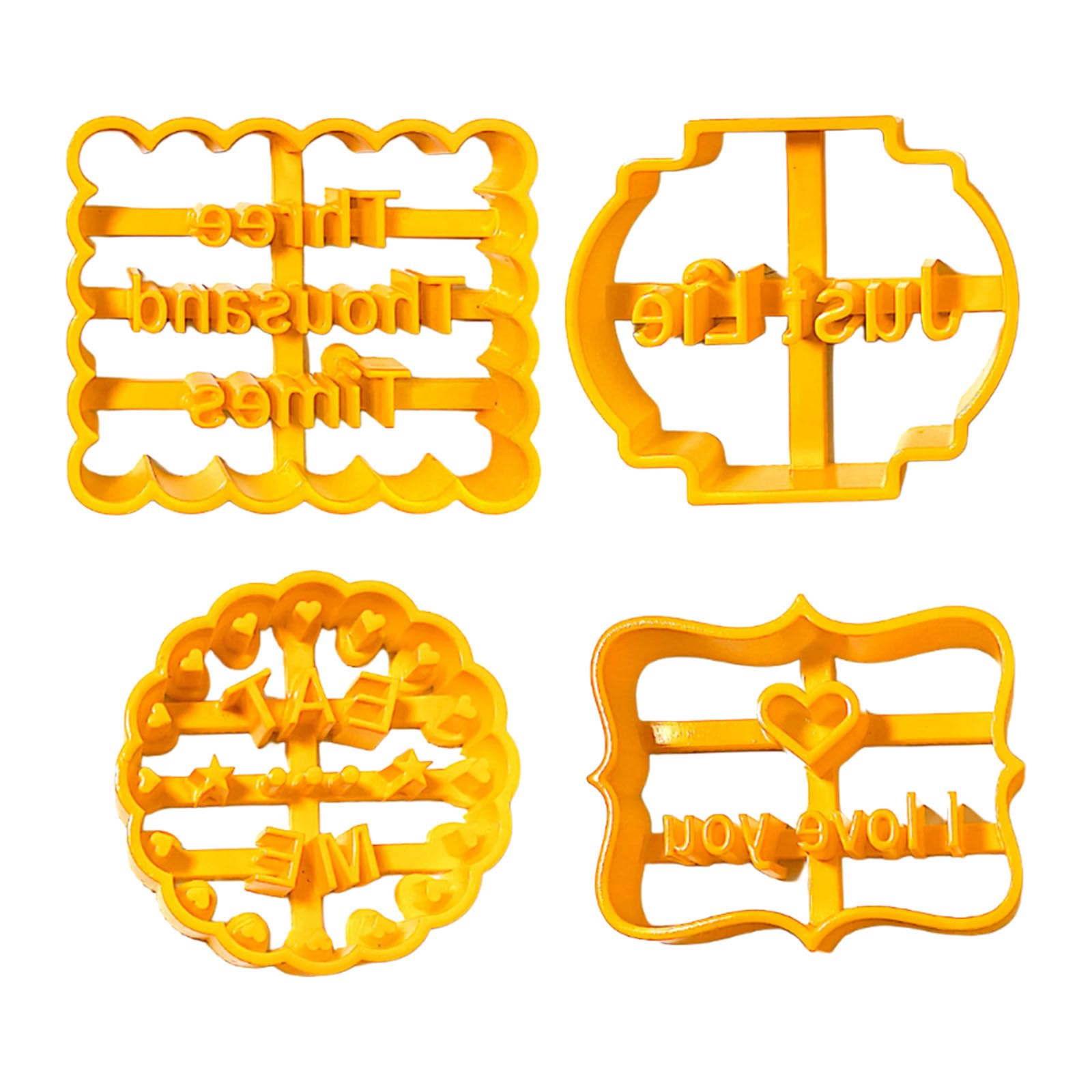 Hsioluted 4PCS Nonstick ABS Baking Stamp Festival Shape for Kids Activity Holiday Treats Family Bondings and Craft Cookie ABS Cookie Stamp Set