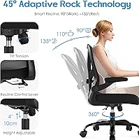 Vista 6 de Silla de oficina ergonómica de escritorio, silla de computadora de malla, silla de trabajo transpirable con ruedas, soporte lumbar ajustable, sillas