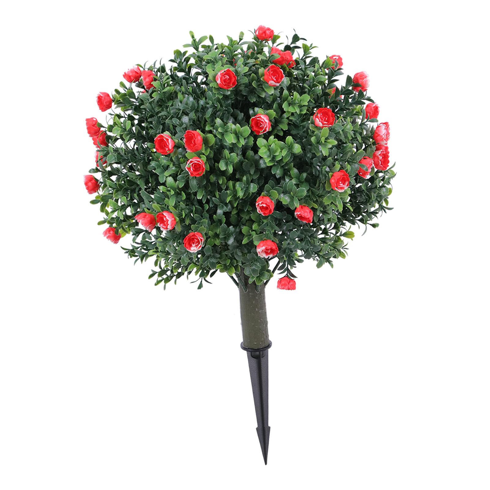 Qcwwy Piante da Esterno Finte, Piante Artificiali da 2 Pezzi con Picchetto, Rose Bianche Rosse Realistiche, 50 Cm per Decorazioni Natalizie da Giardino con Portico Anteriore